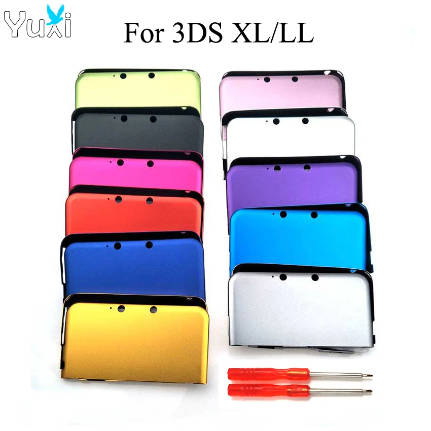 

YuXi Aluminum Hard Metal Box Protective Shell Front + Back Cover Case For Nintend 3DS XL LL with screwdrivers Repair Tool