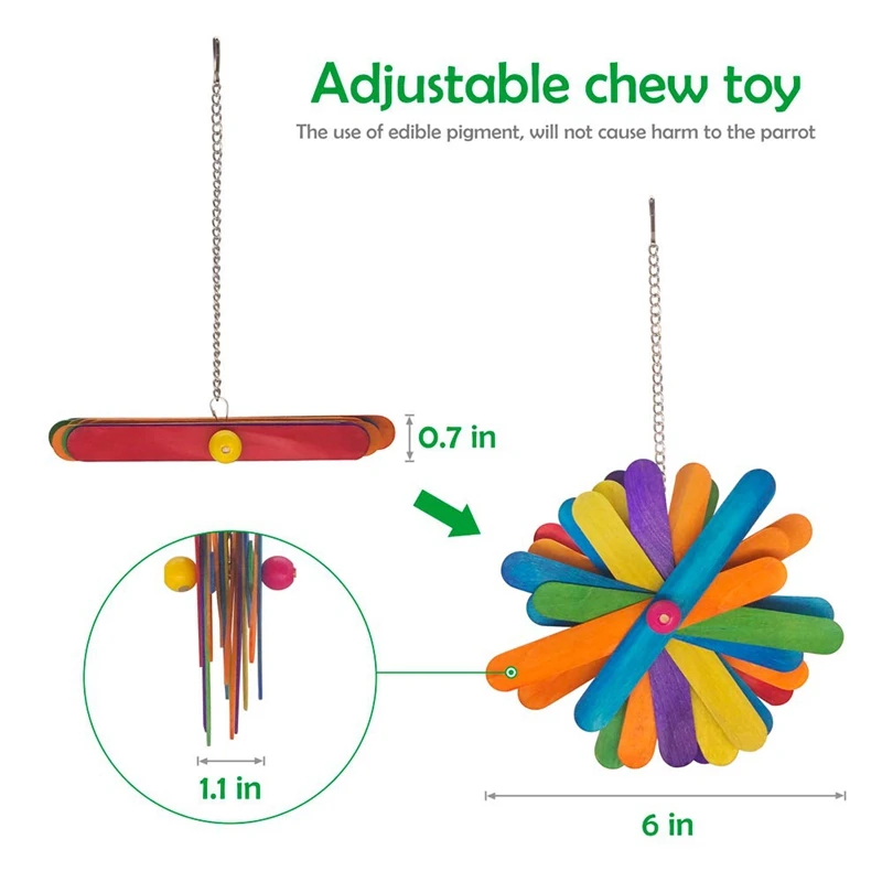 6 шт. натуральные деревянные качели птицы жевательные игрушки попугай гамак