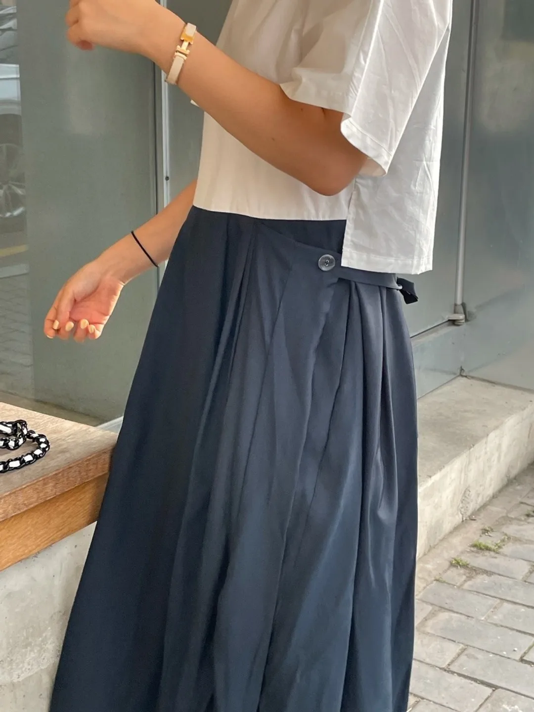 

SuperAen 2021 Summer Simple O Neck Loose Short Sleeve A Line Fake Two-piece Dresses Women