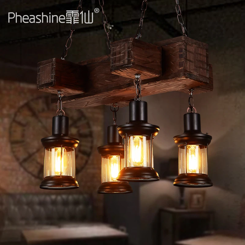 Индивидуальное творчество ретро ресторан кафе бар стол твердая древесина люстра