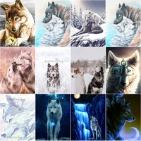 5d diy diamond painting snow wolf waterfall full round square drill embroidery cross stitch mosaic kit home decor handmade gifts