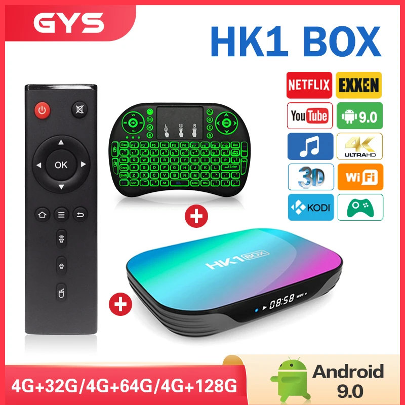 HK1 BOX  Android 9.0 Amlogic S905X3  8K 4GB 128GB TV BOX Dual Wifi 1080P 4K Youtube Set Top Box pk  HK1 MAX H96 Android box