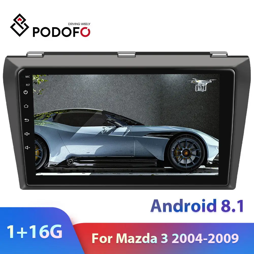 Автомагнитола Podofo 2 Din Android 8 1 GPS Wi Fi четырехъядерный процессор для Mazda 3 2004