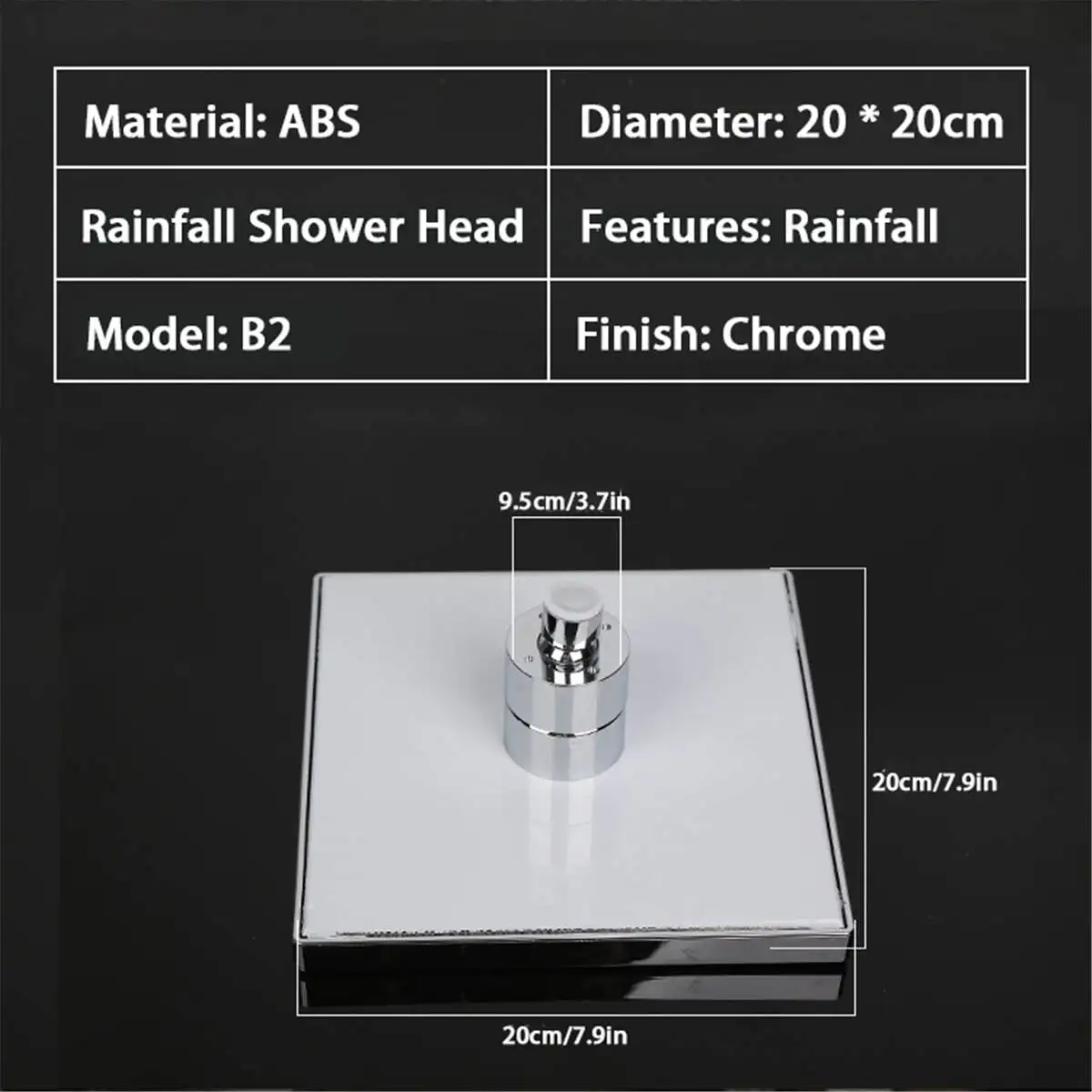 

LED Square Shower Head High Pressure Rainfall Water Saving Colorful RGB Color-Changing Filter Spray Nozzle Temperature Control