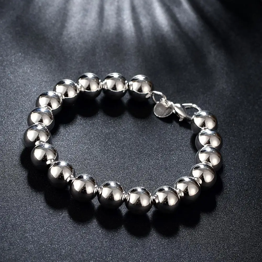 Женский и мужской Браслет манжета из серебра 925 пробы 10 мм|bangles for women|bead braceletbracelet