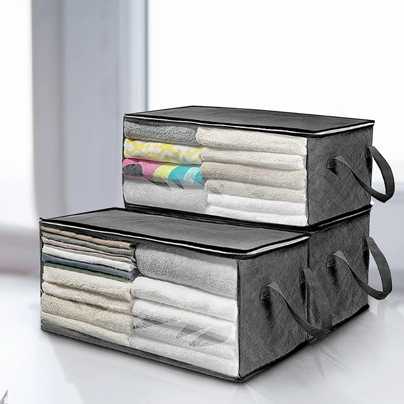 

Large Capacity Folding Under Bed Quilt Blanket Home Clothes Storage Bag Durable Dustproof Zipper Closure Organizer With Handle