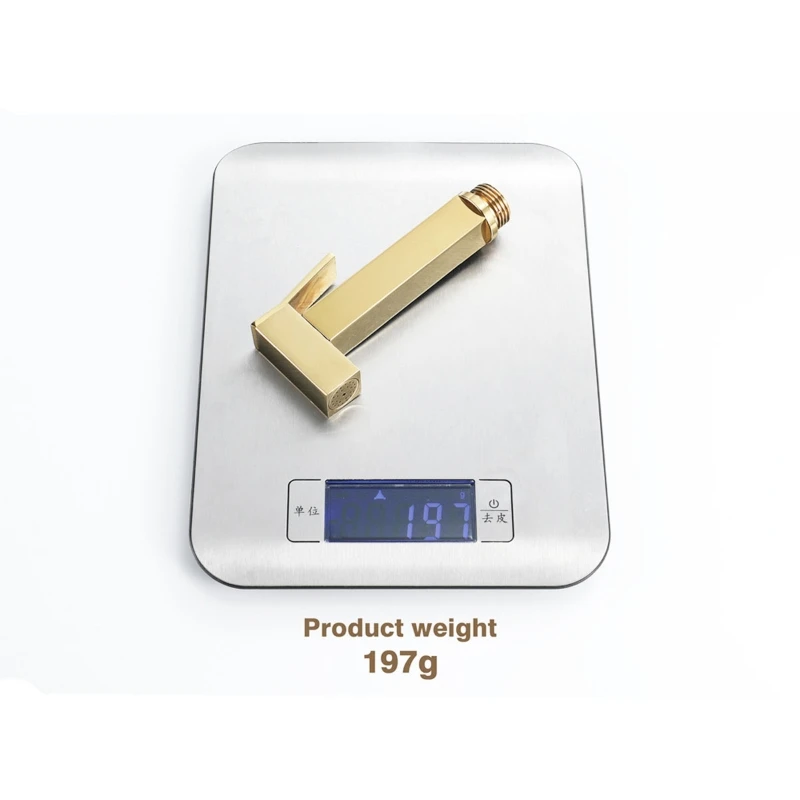 

Hand Held Bidet Sprayer Douche Toilet Kit Shiny Gold Brass Square Shower Head