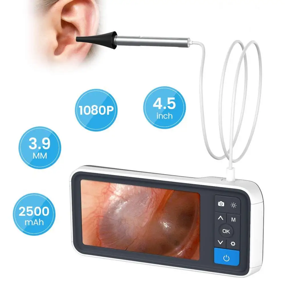 

3.9mm USB Otoscope with 4.5 Inch Display Ear Inspection Camera Ear Scope with 6 LEDs 1.0MP HD Ear Endoscope