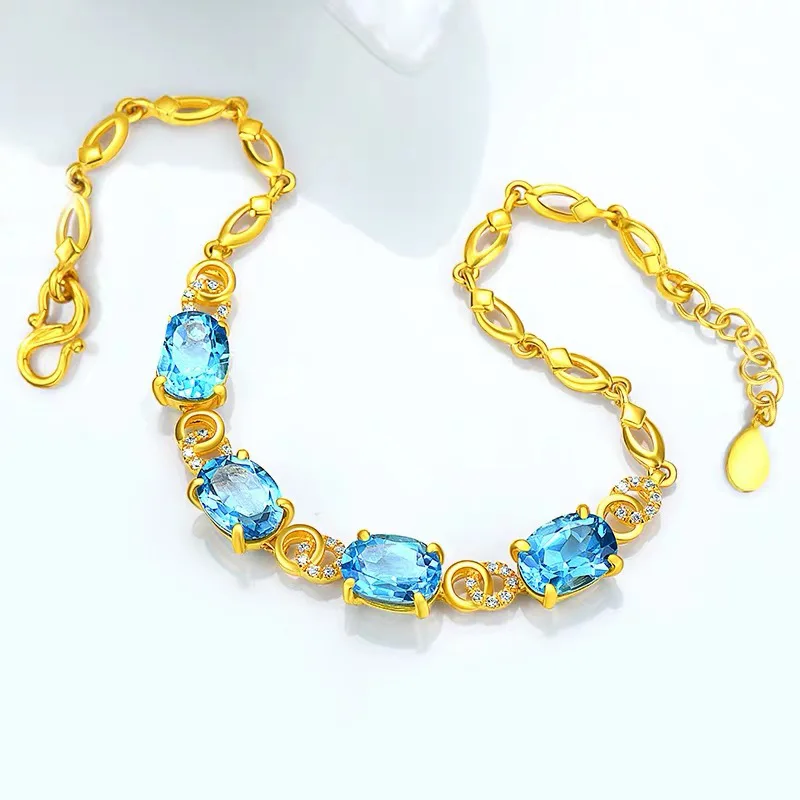 

Not Fade 24K Gold Filled Bracelets Jewelry Fine Pulseira Feminina Link Chain Accessories Bizuteria 24K Gold Bracelets Gemstone