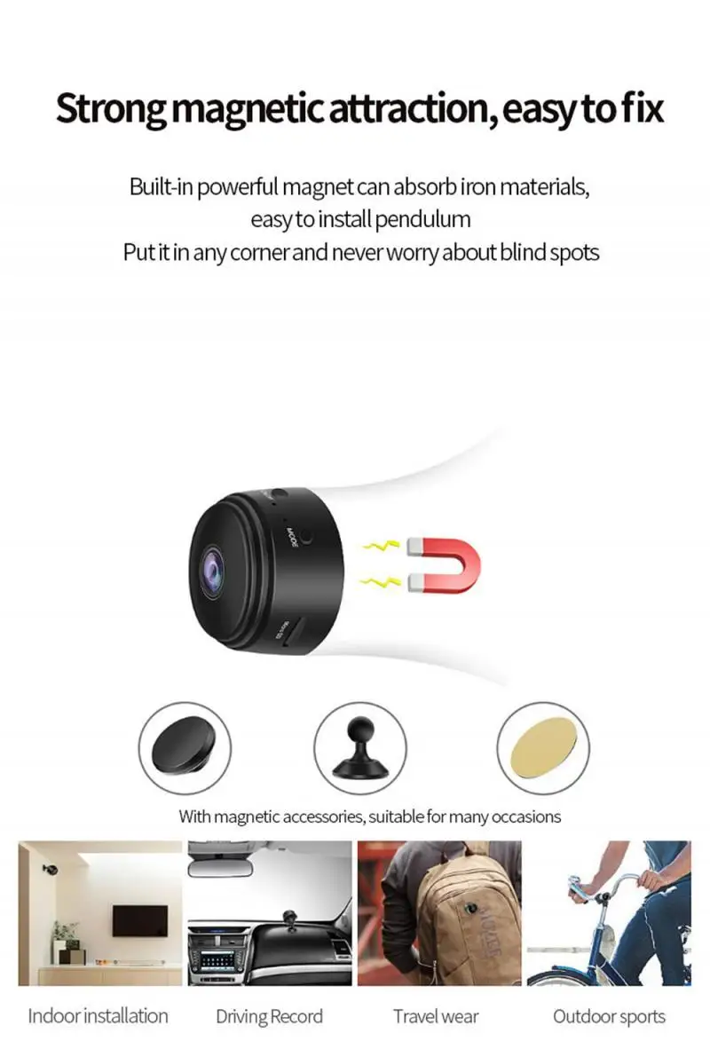 Wifi wireless mini PTZ ip camera ABCCAM APP remote monitoring Outdoor indoor Security Camera magnet install Network Surveillance |