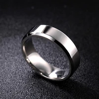 trendy stainless steel black rings for women wedding rings men jewelry width 6mm