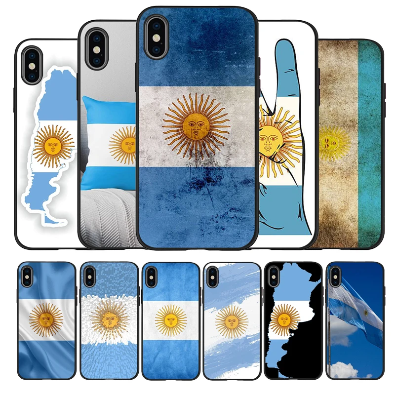 Чехол для телефона с флагом аргентины черный силиконовый чехол iPhone 13 12 XR XS Max 5 5S SE