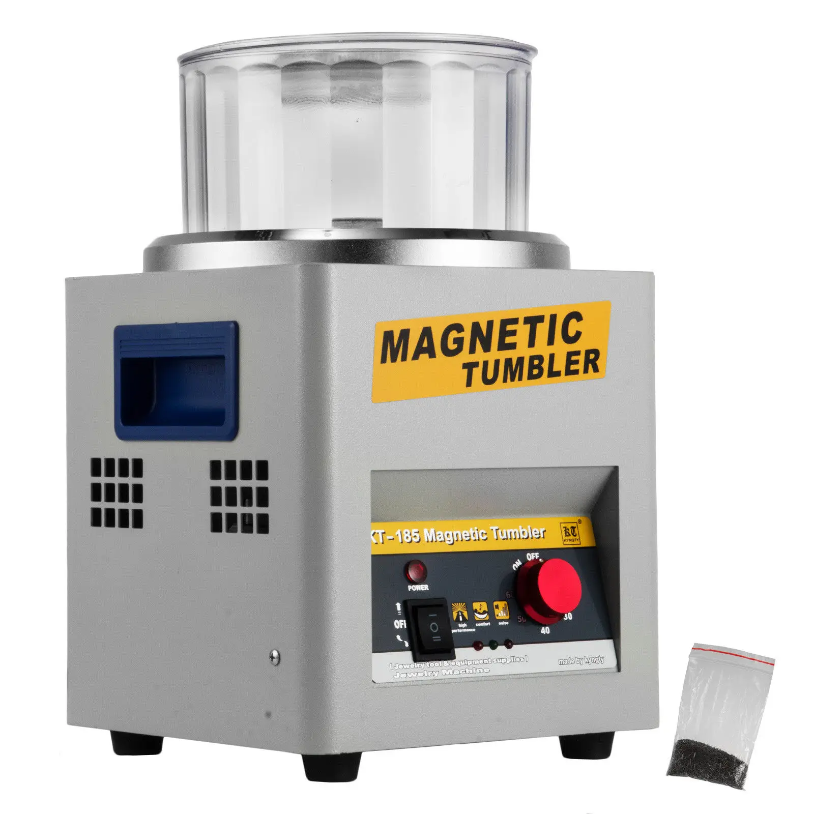 

MAGNETIC TUMBLER JEWELRY POLISHER MACHINE FINISHER 180MM KT185 TIME CONTROL