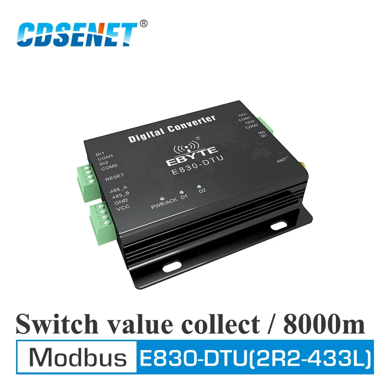 

E830-DTU(2R2-433L) Switch data Acquisition Wireless LoRa 433MHz Modbus 8km Long Range Transmitter and Receiver