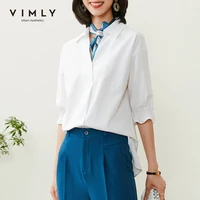 vimly blouse women elegant office lady v neck flare sleeve shirt fashion new solid shirts spring blusas female tops f6190