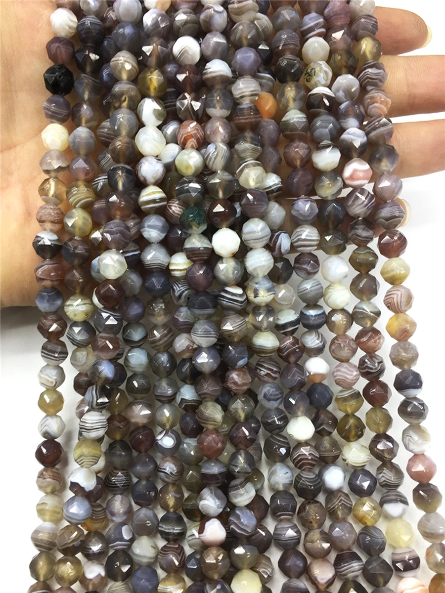 

8mm Natural Gem Stone Persian Gulf Agate Beads For Jewelry Making Faceted Round Spacer Beads Diy Bracelets Accessories 15‘’