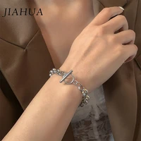 1pcs new arrival personality cold style titanium steel o type bracelet silver for women girls jewelry accessories gift