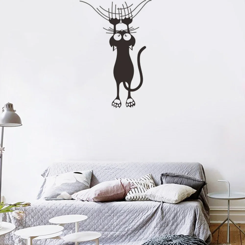 

Наклейка на стену с изображением кота, скалолазающего края стены, украшение дома для детской комнаты, настенные художественные наклейки с ж...