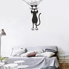 Наклейка на стену с изображением кота, скалолазающего края стены, украшение дома для детской комнаты, настенные художественные наклейки с животными, наклейки на двери, обои