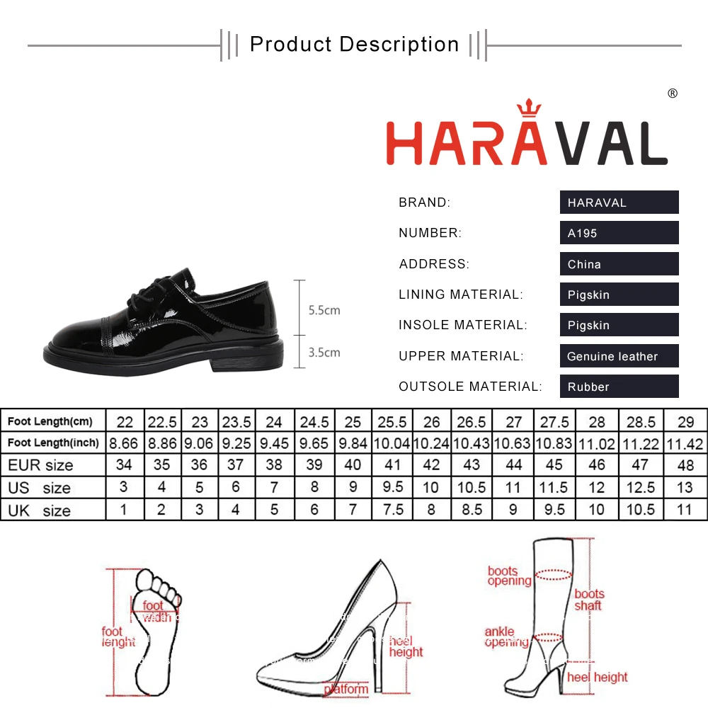 

HARAVAL 2021 New Women Pumps Shoes Basic Elegant Casual Office Career Style Round Toe Classics Cross-Tied Black Leather ShoeA195
