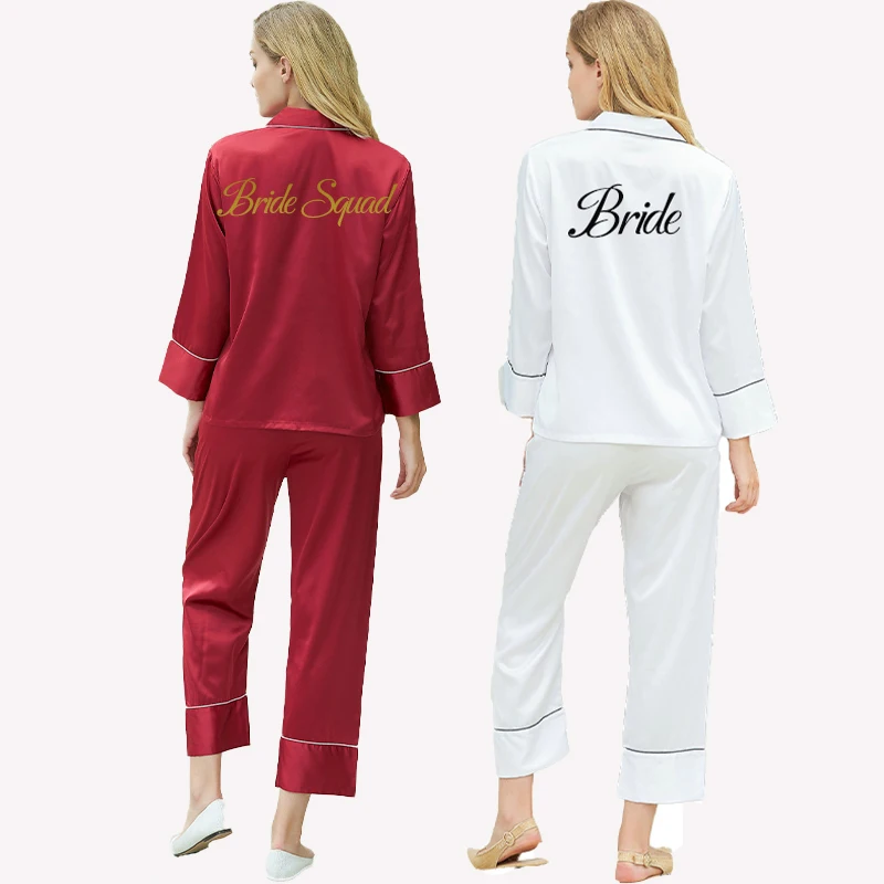 silk stain solid long pajama stets pajamas for women long sleeve sleepwear top grade home wear womens two piece burgundy pijamas