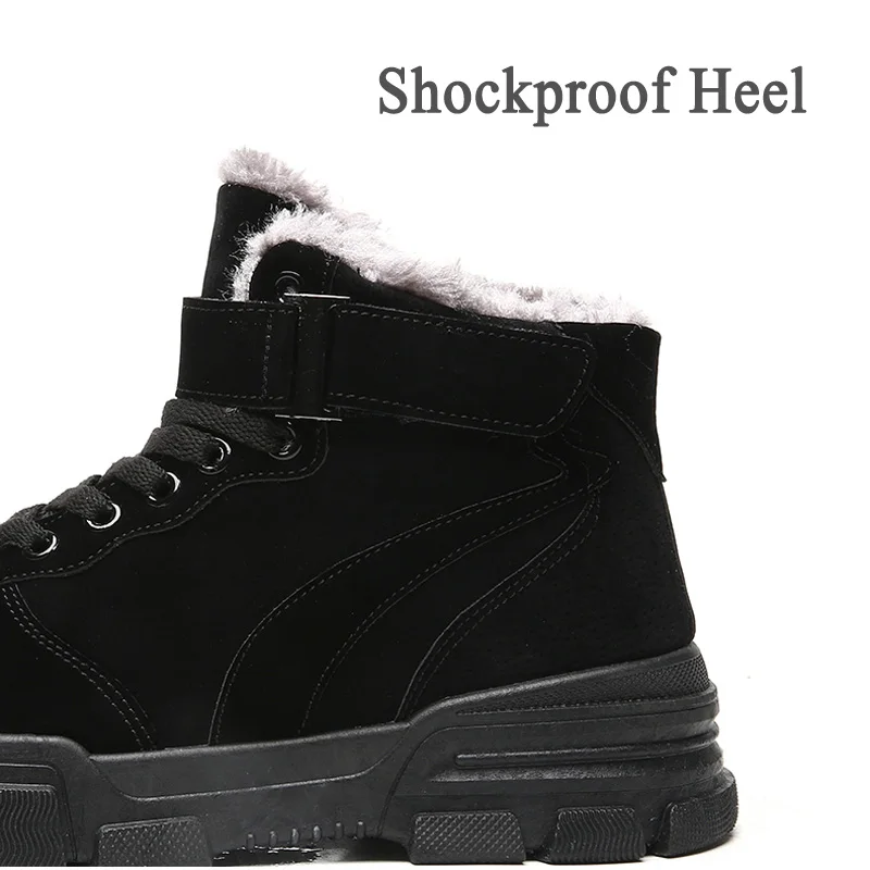 Мужские прогулочные ботинки меховые замшевые высокие повседневные теплые