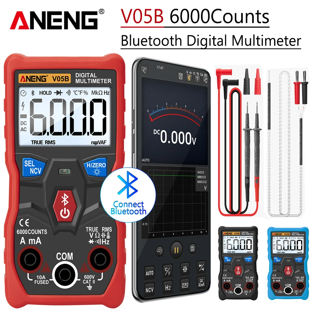 ANENG V05B Bluetooth мультиметр цифровой тестер мультиметры цифровые мультимитр мини