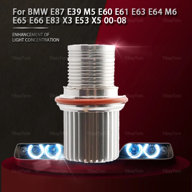 

2pcs 6000K halo ring 90W LED Angel Eyes Marker Lights Bulbs For BMW E87 E39 M5 E60 E61 E63 E64 M6 E65 E66 E83 X3 E53 X5 2000-08