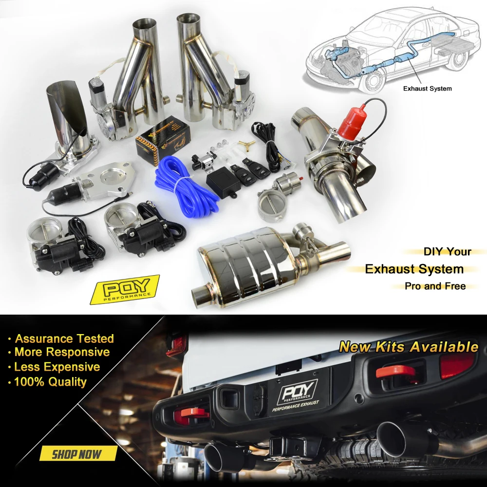 

Stainless Steel 304 2.25" /2.5" /3.0" Electric Exhaust Downpipe Cutout E-Cut Out Dual-Valve 1 in 2 Remote Wireless EMP85-87Z