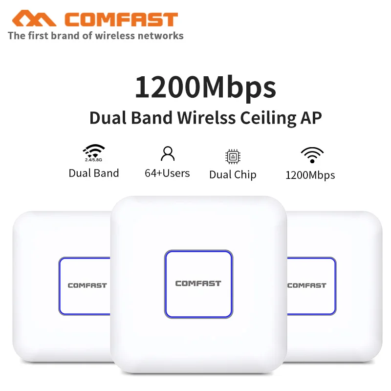 COMFAST 1200 Мбит/с беспроводной AP 11ac 2 4G/5 ГГц Крытая большая площадь потолок WiFi точка