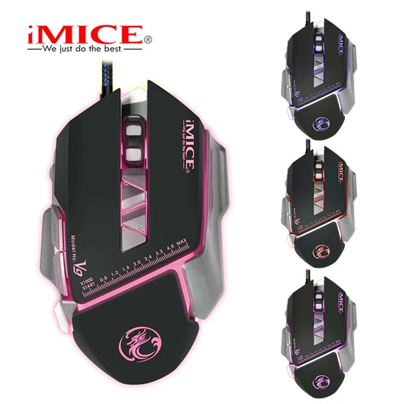 

Светодиодная оптическая мышь IMICE V9, профессиональная игровая Высокоточная оптическая мышь с двигателем из АБС-пластика, смещение 4 DPI, для оф...