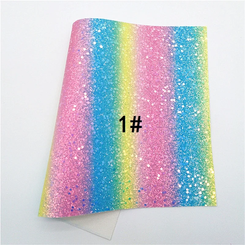 Пастельные цвета радужная блестящая кожа искусственная ткань винил с фетровой