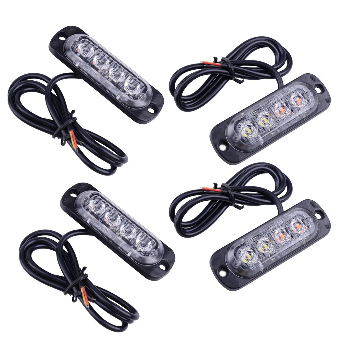 

DWCX 4 шт. Универсальный Белый/янтарный поверхностного монтажа 12-24V 20W 4-светодиодный аварийный Предупреждение мигающий гриль мерцающий светил...