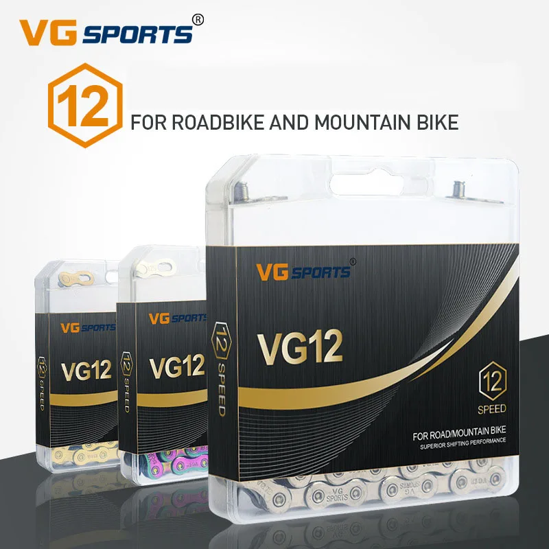 

VG Sports 12 Speed MTB Road Bike Bicycle Chain 126 Links Half Hollow Chain Cycling Equipment Accessories Repair Tool