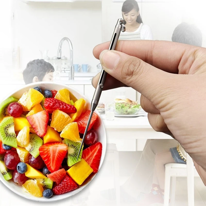 Titanium Alloy Outdoor Edc Push-Pull Spring Design Toothpick Holder with Ultra Light Portable Multi-Function Fr | Дом и сад