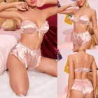 Женское пикантное однотонное нижнее белье с бантом на подтяжках удобный пижамный комплект Babydoll сексуальное нижнее белье бикини 2021 mujer
