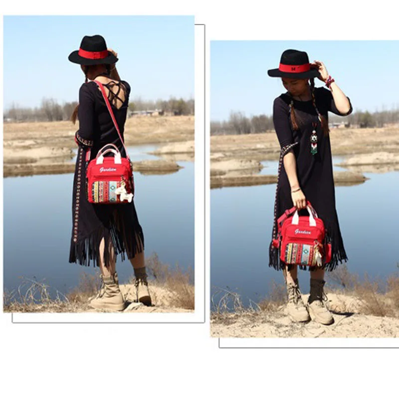 

Maternity Mummy Nappy Bag Fashion Ethnic Style Canvas Shoulder Bag For Baby Mom Travel Backpack Baby Care Nursing Bag 25*25*16cm