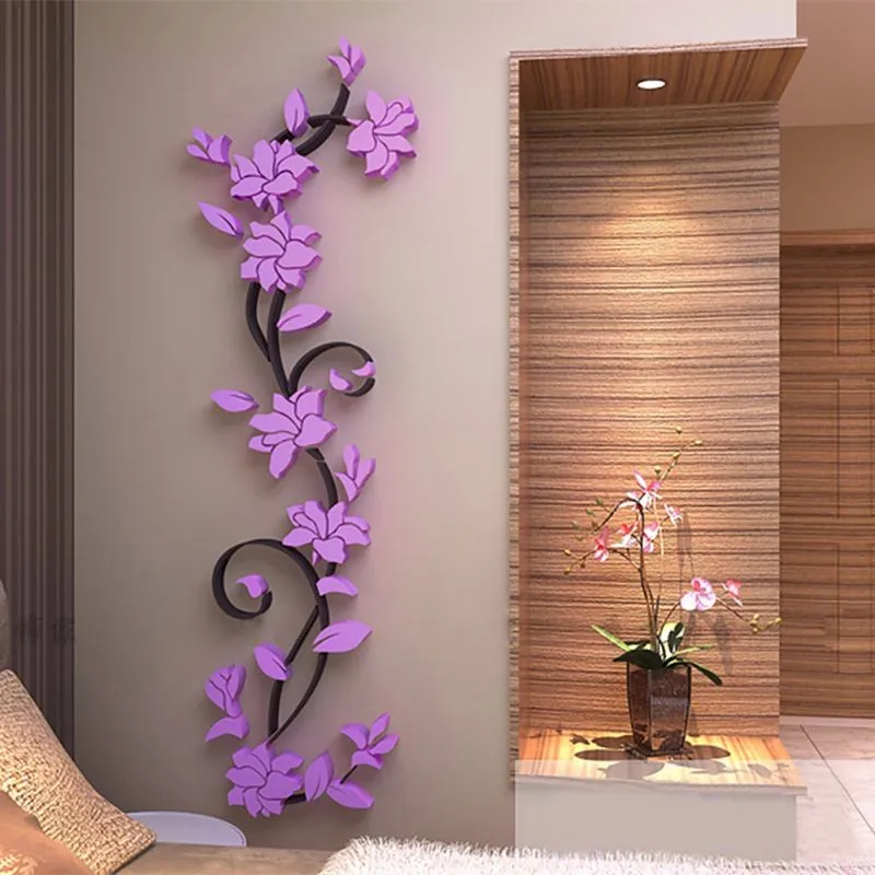 3D DIY ваза Цветочное дерево съемные художественные виниловые наклейки на стену Наклейка Фреска домашний декор для украшения дома спальни