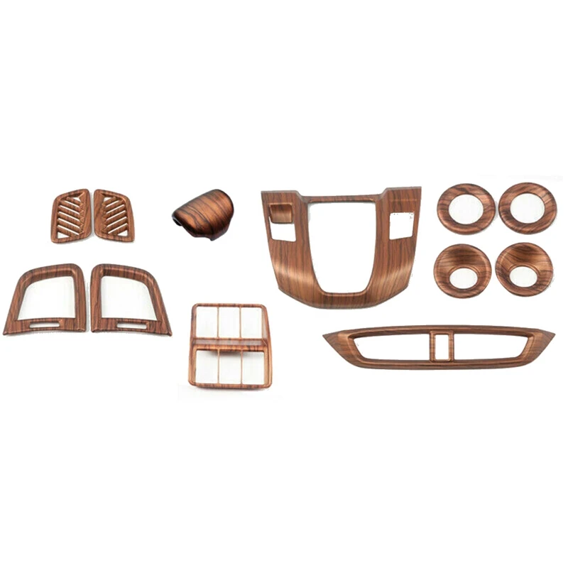 

12X персиковая отделка под дерево для салона автомобиля, комплект отделки, переключение передач, отделка для выпускного отверстия воздуха дл...