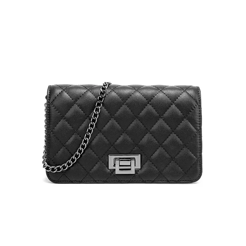 

2021 Summer New Cowhide Women's Bag One-shoulder Chain Women's Bag Cross-body Bag Simple Elegant Diamond Bag