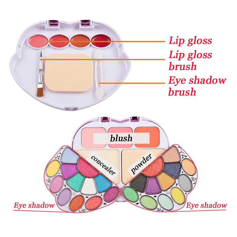 Синий зоопарк тени для век компактная коробка макияжа Рассыпчатая кисть румян