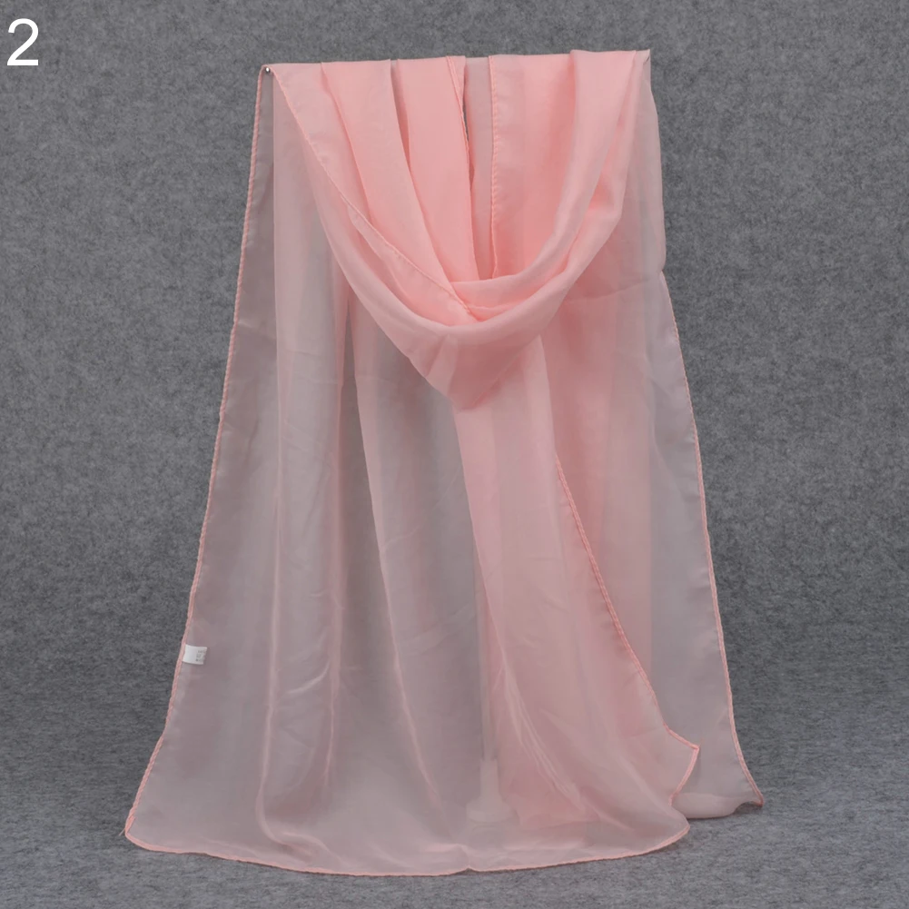 Женская однотонная длинная шифоновая шаль от солнца Модный летний шарф палантин