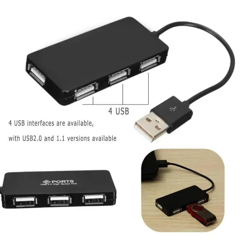 

4 Port USB Hub 2.0 Splitter USB2.0 Hubs Multi Port USB Adapter Hab PC Laptops Notebook Computer Accessories Multiport New