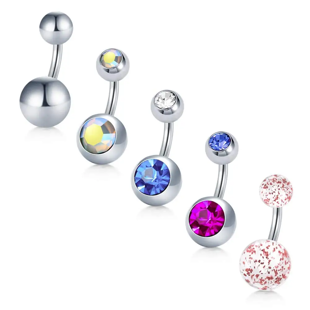 Кольцо для пупка женское из нержавеющей стали 6 мм 5 шт. |