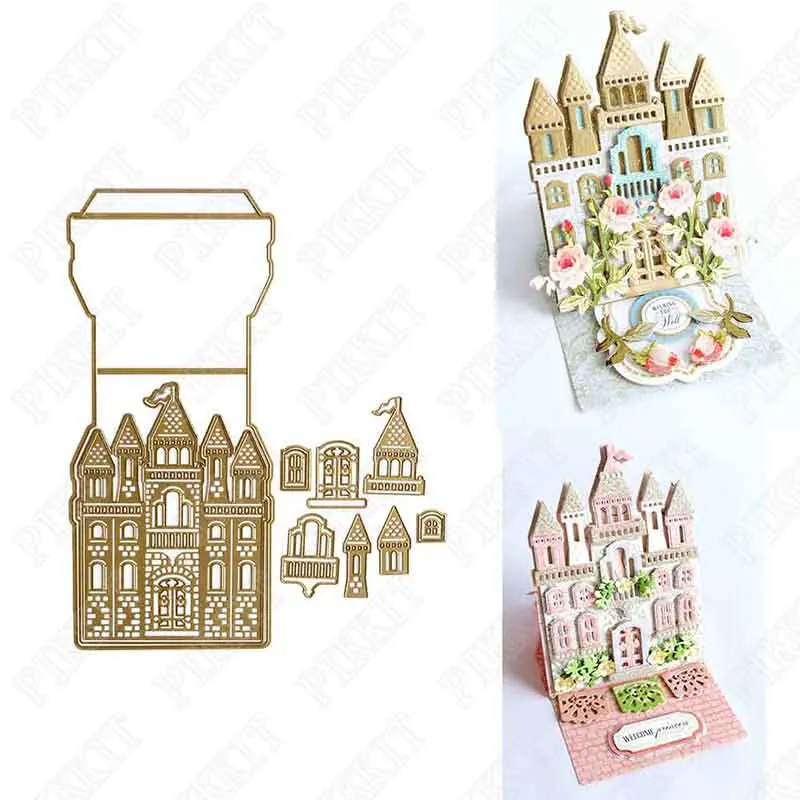 

Pink castle Metal Cutting Dies For Diy Scrapbooking Crafts Dies Cut Maker Photo Album Template Handmade Decoration