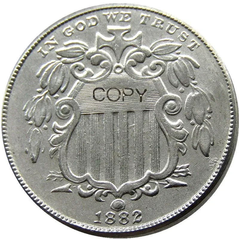 США 1882 щит никелированная пятицентовая копия монеты | Дом и сад