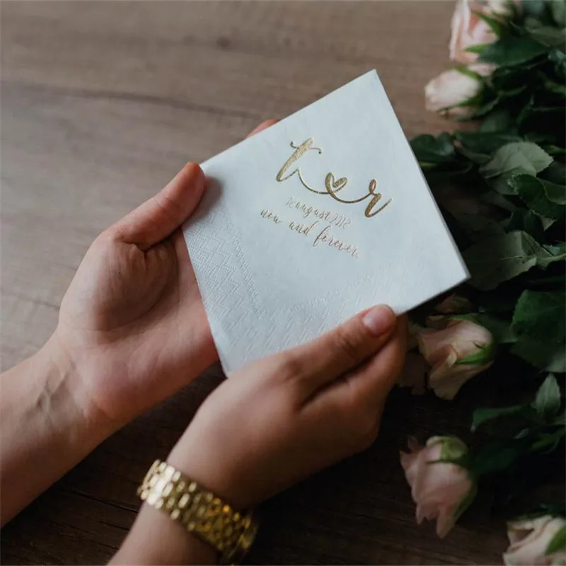 Персонализированные салфетки для обеда свадебные с монограммой на заказ