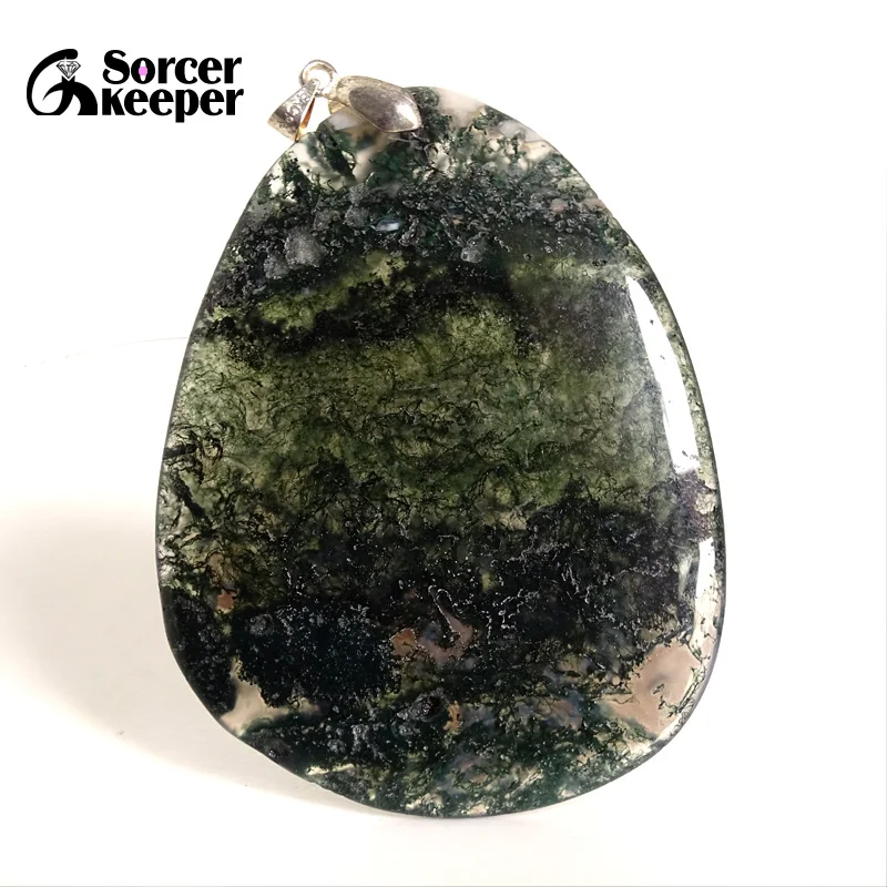 Модное женское мужское ожерелье кулон большие натуральные моховые Агаты камень