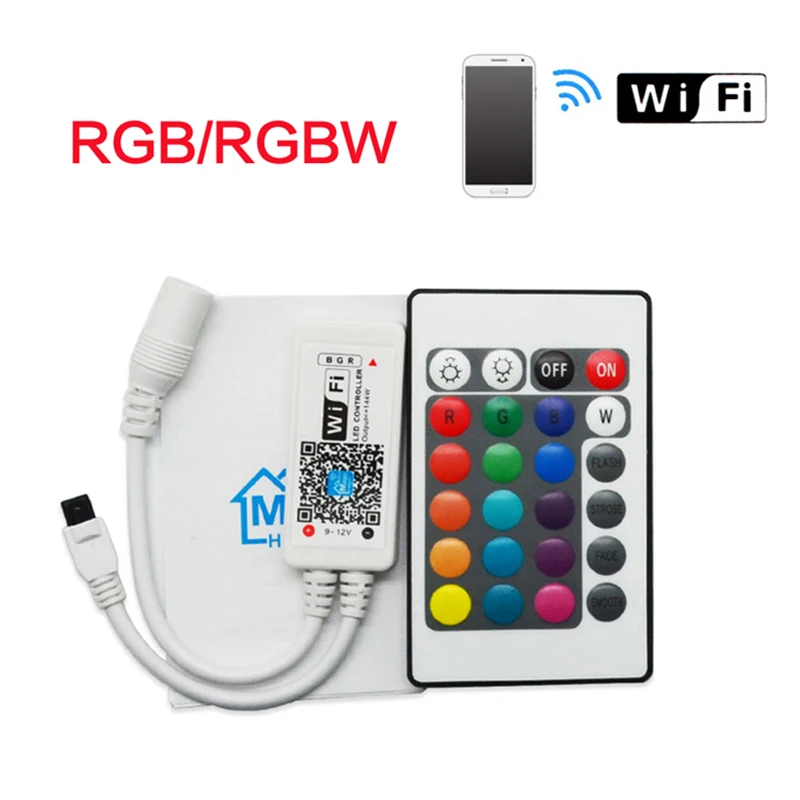 

16 миллионов Цвета Magic Home Wi-Fi светодиодный контроллер DC12V экшн-камера с Wi-Fi + 24 Ир-ключ пульт дистанционного управления для светодиодных ламп RGB...