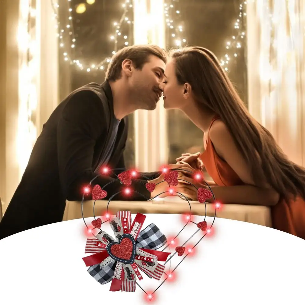 

Valentine's Day Wreath Front Door Red Berries With LED Light Decorations Indoor Home Outdoor Party Decor Supplies
